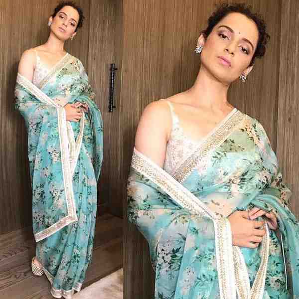 Outfit of the day: Kangana Ranaut looks ROYAL in blue floral saree ...