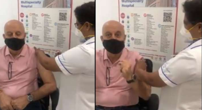 Watch, Anupam Kher takes first dose of COVID vaccine, says 'India Rocks'