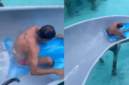 Watch, Akshay Kumar struggles with daughter's fish float on water slide