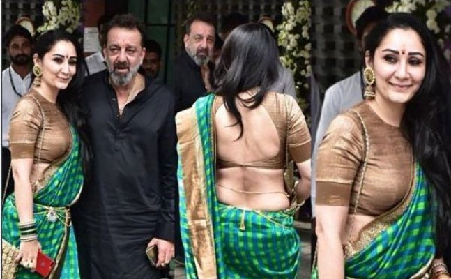Maanyata Dutt brutally slut-shamed for wearing backless blouse at Ganpati Utsav