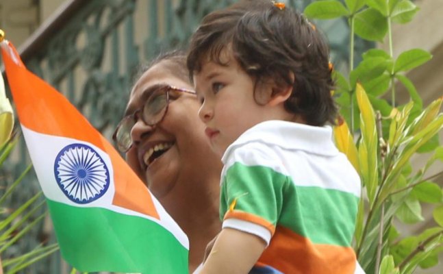 Taimur waves flag and celebrates Independence Day