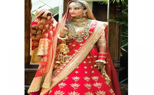 FIRST LOOK: Sonam Kapoor looks ethereal in Anuradha Vakil red lehenga 