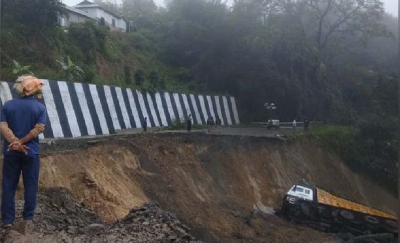 Road construction works started at the landslide-hit area in Khongnem Thana village