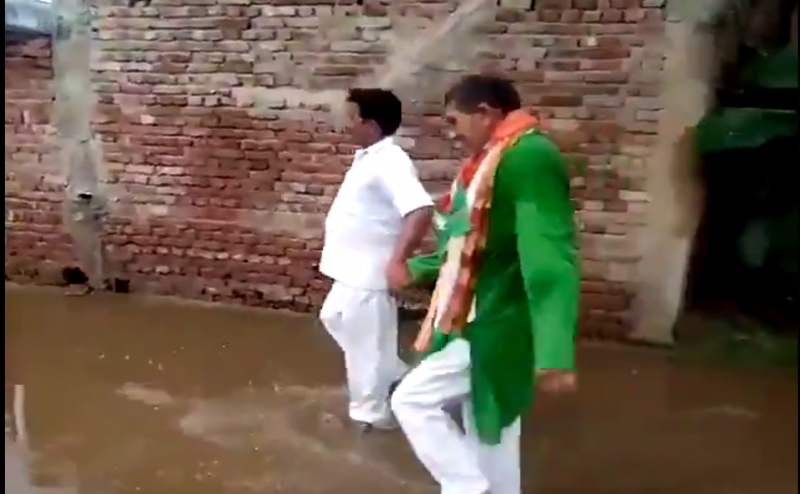 Watch: BJP MLA forced to walk in sewer water by angry villagers in Uttar Pradesh's Hapur