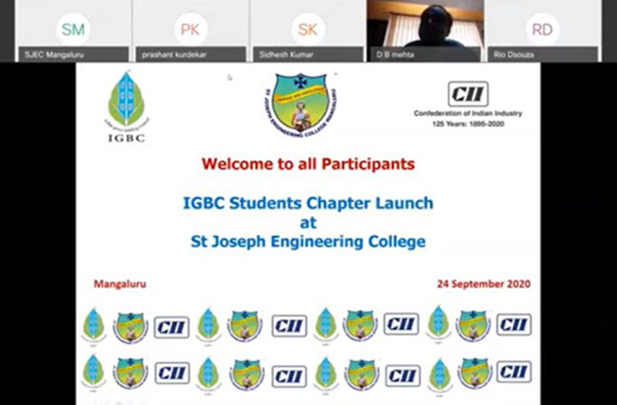 St Joseph Engineering College (SJEC) initiatives,  hosted the Virtual Launch of the Indian Green Building Council (IGBC)