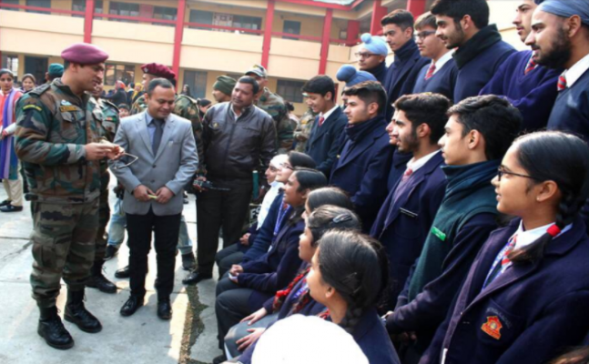 MS Dhoni surprises students in Srinagar